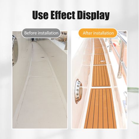 Revêtement de sol en imitation teck EVA pour yachts et camping-cars, avec bordures antifriction et protections d'angle souples pour camping-cars et yachts. (1/4)