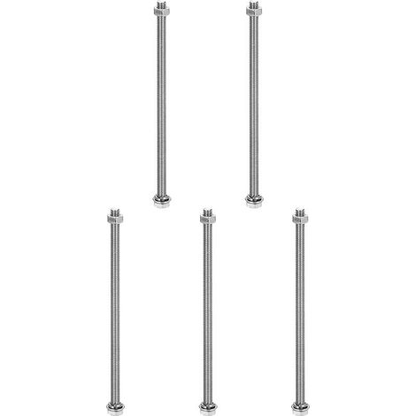 Lot de 5 vis à tête hexagonale M5 x 120 mm en acier inoxydable 304, écrous, rondelles plates et de verrouillage, entièrement filetées, finition brillante pour maison, électronique (1/5)