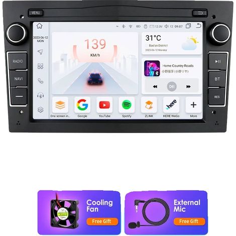 Autoradio, connettività smart integrata, supporto multimediale, compatibile con Opel Astra H G J Zafira B Corsa C D Antara Vectra Vivaro, S1 (8Core 3G 32G) Nero (1/2)