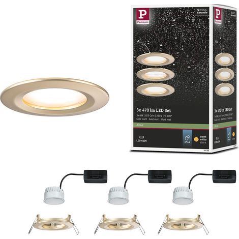 Spot encastré LED Nova Coin rond 78mm Coin 3x6W 3x470lm 230V 2700K Doré mat (1/5)