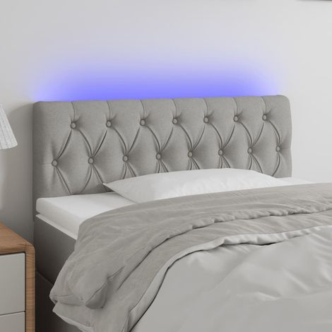 Tête de lit à LED - Design industriel - Pour Lit adulte - Gris clair 90x7x78/88 cm Tissu Chic-491952 (1/5)