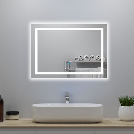 Illuminated Bathroom LED Mirror with Optional 3 Colour Light Anti-fog,Touch Switch