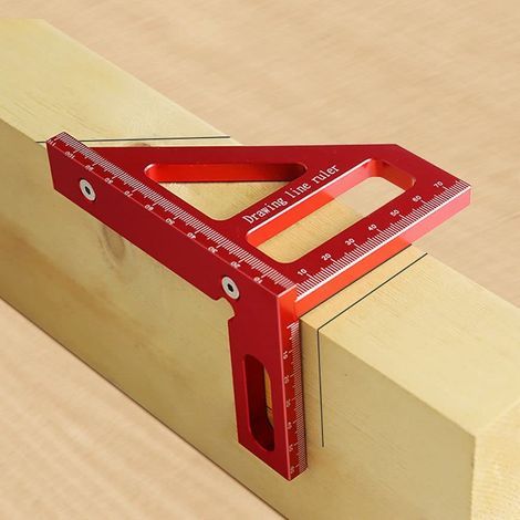 Regla de medición multiángulo 3D, transportador de ángulos de 45/90 grados de aleación de aluminio, regla de do, regla de inglete triangular, herramienta de medición de alta precisión para carpinteros (1/4)