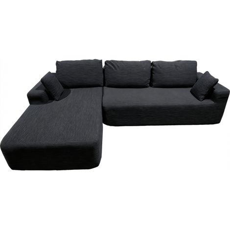 3-Sitzer-Ecksofa aus anthrazitgrauem Cord HOVE