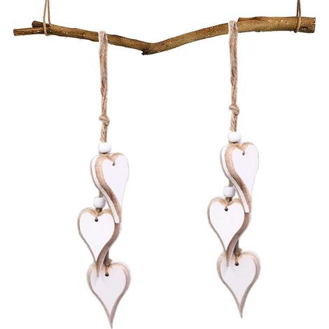 2 decorazioni a forma di cuore in legno da appendere, decorazioni a forma di cuore in legno da appendere, decorazioni da appendere per finestre, decorazioni d'amore in legno da appendere, per matrimon (1/5)
