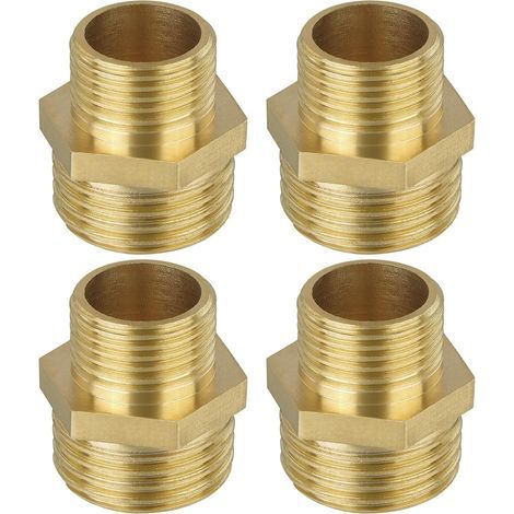 Flintronic 4 pezzi Nipplo doppio riduttore in ottone grezzo G1/2 3/8, raccordo maschio-maschio, raccordi in ottone per tubo doccia, riduttore di pressione dell'acqua, gruppo di sicurezza per scaldabag (1/5)