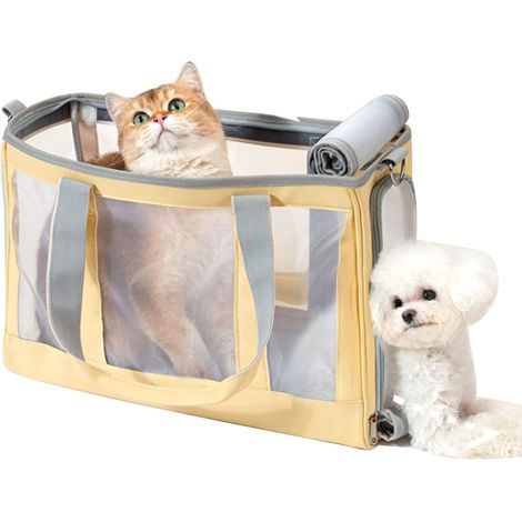 Sac de transport pour petits chiens et chats, en maille respirante et souple, pour petits animaux de compagnie (jaune) (1/5)