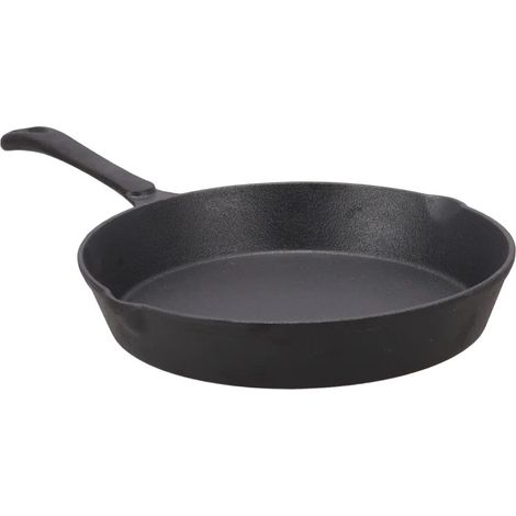 Poêle Ronde en Fonte - Noir - 41,2 x 25,6 x H 6 cm - Livraison gratuite (1/4)
