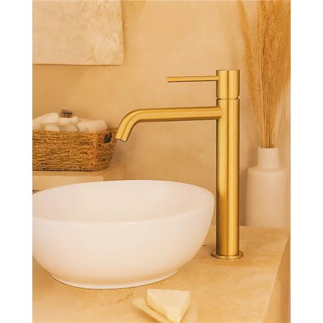 Rubinetto alto per ciotola senza scarico ottone oro spazzolato Memo (1/3)