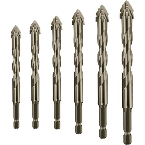 Ensemble de forets excentriques à quatre cannelures et dents de scie, avec revêtement en titane, pour bois et métal (4/5/6/8/10/12 mm) (1/4)