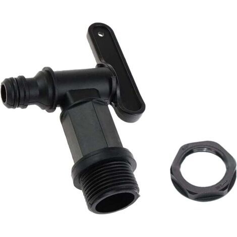 Robinet De Cuve Arrière En Plastique À Enfoncer,Adaptateur De Boîte De Rangement D'Eau Ibc,Adaptateur Robinet Tuyau Arrosage,Pour Recuperateur Eau De Pluie,Réservoir De Carburant (Plastique),1