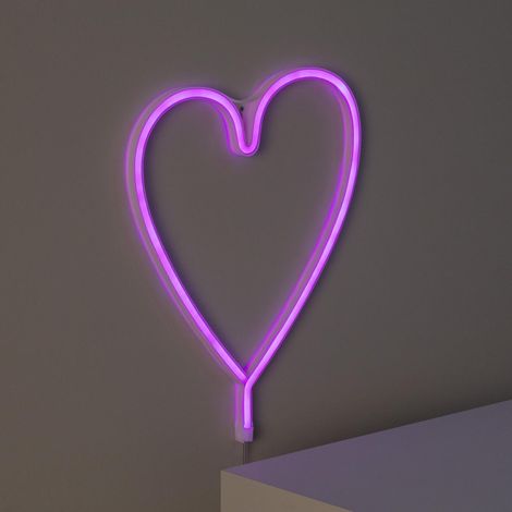 Neon LED Heart con Batteria Rosa