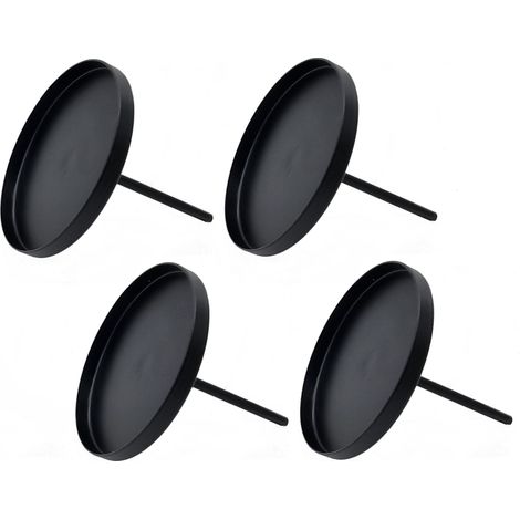 Kerzenteller mit Pick schwarz - 4er Set - Advent Gesteck Kugelkerzen Stumpenkerzen Stecker - Kerzen Halter Teller Ständer
