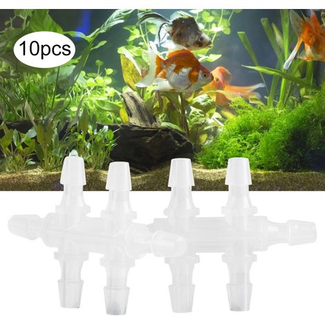 Lot de 10 adaptateurs de tuyau d'aquarium à 6 voies, raccords de tuyau de 4,8 mm (1/5)