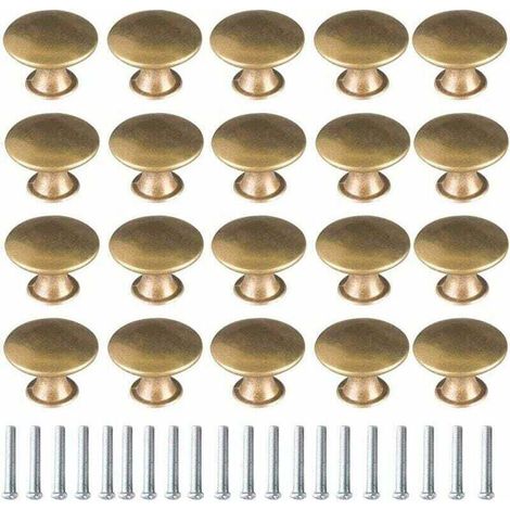 Bouton de Porte Laiton 20 Pièces Vintage Laiton Poignées Boutons de Meuble Boutons Porte de Tiroir Poignée de Meuble Bouton de Meuble Vintage pour Tiroir Armoire Meuble Cuisine de Placard (1/4)
