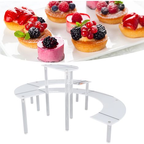 Présentoir cosmétique en acrylique, présentoir à gâteaux rond à 3 étages, présentoir à desserts transparent en acrylique (1/5)