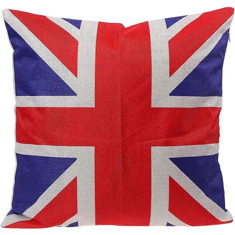16" Kissenbezug mit Union-Jack-Motiv, quadratisch, aus Leinen, dekorativer Heimkissenbezug