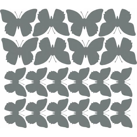 Pegatinas de pared grandes con forma de mariposa, 20 unidades, gris mate, 70 micras.