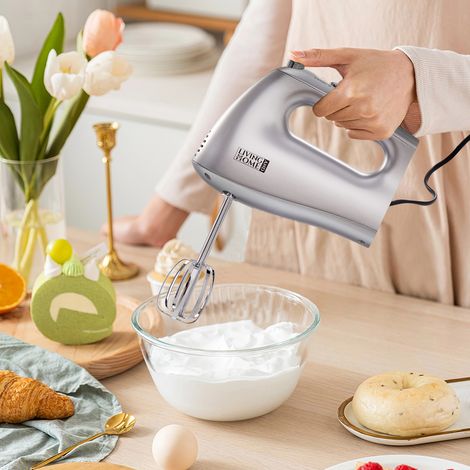 250W Silver Hand Mixer Electric Whisk with 5 Speeds (1/4)