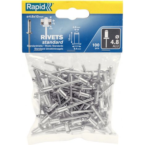 Juego de 100 remaches de aluminio Diam.4,8 x H.10 mm RAPID Rapid (1/3)