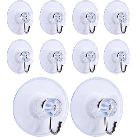 10 Pcs Crochets à Ventouse, Amovible Transparent Ventouse Ventouse Crochets Muraux Cintre pour Salle De Bains Cuisine Serviette De Douche Crochets Muraux Cintres Accessoires (45mm) (1/5)