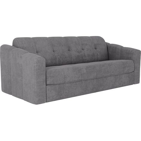 Canapé 4 places convertible express en tissu texturé gris - Couchage 160 cm - Matelas 14 cm - DARIELO