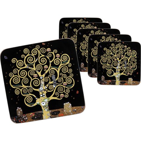 Set di 6 sottobicchieri in sughero - G. Klimt, L'Albero della Vita (carmani)