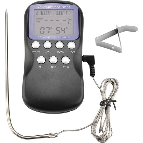 Digitales, kabelgebundenes elektronisches Grillthermometer für Fleisch und Ofen – Grill- und Gargutsonde