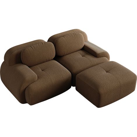 GagaCanapé d'angle 82 po marron velours côtelé (1/5)