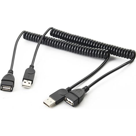 USB male to USB female to A male to A female computer adapter cable, data charging extension cable, spring-loaded extendable cable, 1.5 meters. (1/5)