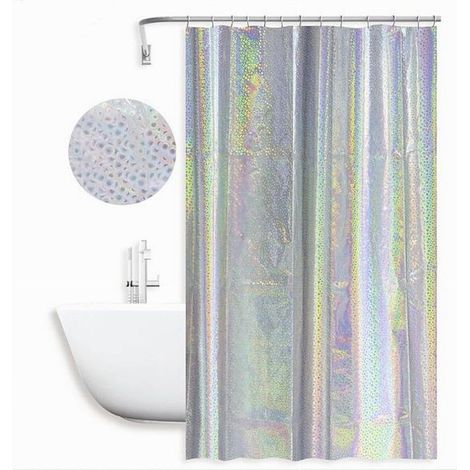 Cleafe - Tenda Doccia Vasca Bagno Effetto Paillettato Iridescente 12 Ganci 180x180cm 87189 - (1/2)