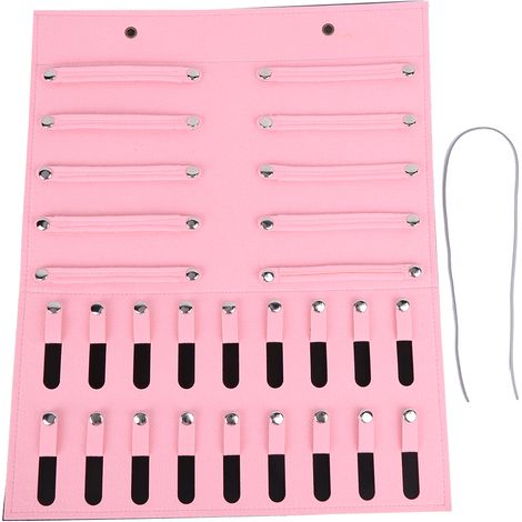 Lot en feutrine rose pour rangement mural enfant - Sac suspendu organiseur accessoires bijoux barrettes cheveux (1/5)