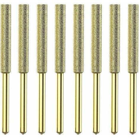 Enowelir 8Pcs Meches De Tronconneuse Affuteuse Diamantee Plaquee Titane Lime De Tronconneuse Electrique Haute Durete - 4Mm