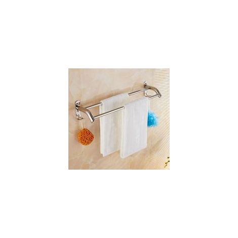 Porte-serviettes chromé SHINING HOUSE, porte-serviettes en acier inoxydable, porte-serviettes de salle de bain, porte-serviettes mural avec crochets, 60 cm (1/4)