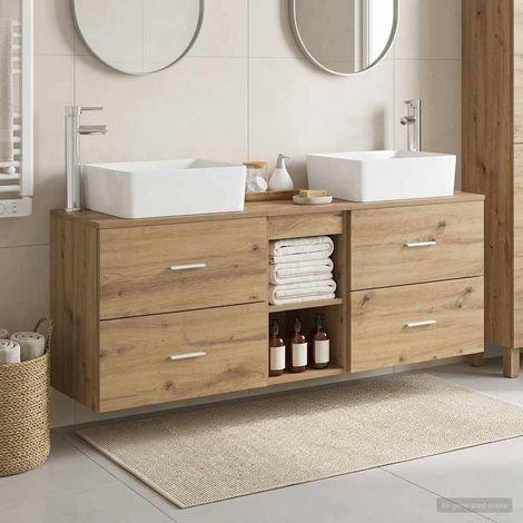 vidaXL Bathroom Cabinet Set 3 pcs Artisan Oak 136 x 35 x 80 cm (1/5)