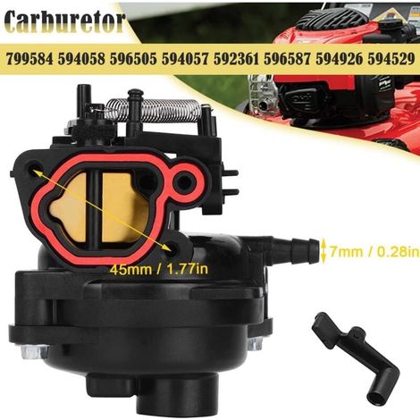 799584 Carburateur pour Briggs & Stratton TB110 TB200 09P702 103M02 550EX 625EX 675EX 725EXI 163cc 140cc moteurs de tondeuse à gazon 594058 596505 594057 592361 596587 594926 594529 (1/4)