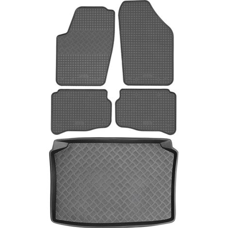 Set di tappetini in gomma per auto e tappetino per bagagliaio per Volkswagen Polo IV Hatchback dal 2002 al 2009.