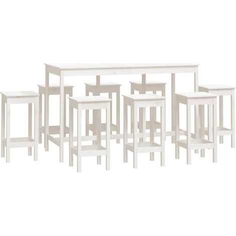 vidaXL Set de bar 9 piezas madera maciza de pino blanco (1/2)