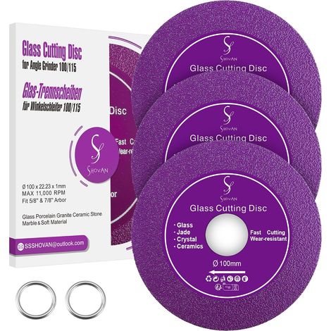 3PCS disc for cutting glass, 4 inch fine saw blade diamond cutting blade for ceramic glass marble cutting for angle grinder 100/115mm (1/5)