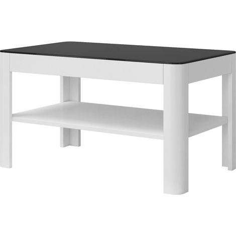 Couchtisch TONGA, Farbe Weiß mit Rauchglasplatte, 100 x 55 x 60 cm