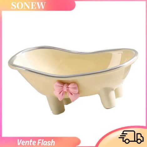 Sonew Mini boîte à savon de baignoire Mini porte-savon de baignoire en plastique, porte-savon décoratif linge Style plaqué argent (1/5)