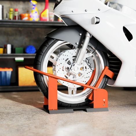 Support de moto pour roue avant de 15 à 21 pouces (381 à 533,4 mm), bascule réglable, capacité de charge de 816,5 kg, orange