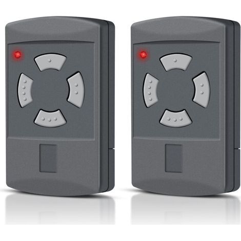 Set mit 2 Garagentor-Fernbedienungen – 40,685 MHz – Kompatibel mit Hörmann HSM4-40, HSM2-40, HS2-40, HS4-40, HSE2-40, HSE4-40, Graue Taste – 4 Kanäle