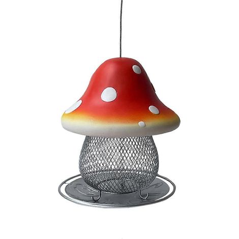 Mangeoire solaire champignon pour oiseaux, mangeoire blanche unique et facile à remplir (1/5)