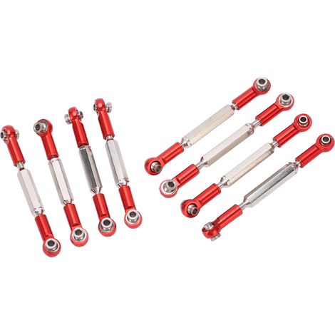 8Pièces Tiges de Direction Métal Réglables en Aluminium Allié pour Servo de WPL C14 C24 B14 MN D90 D91 Rouge (1/5)
