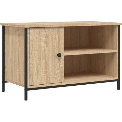 Meuble TV classique avec rangement ouvert pour intérieur moderne 80 x 40 x 50 cm en bois d'ingénierie chêne sonoma (1/5)