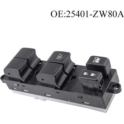 Interrupteur de lève-vitre électrique 25401-ZW80A, compatible avec les modèles Nissan Versa 2010-2012, commande la montée et la descente des vitres électriques, facile à utiliser.