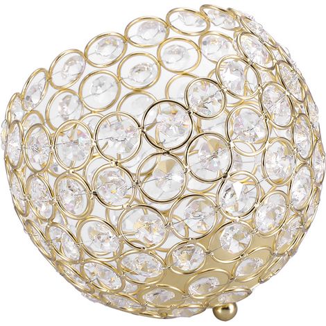Bougeoirs en verre cristal doré pour bougies chauffe-plat, décoration mariage et centre de table, diamètre 15 cm, lot de pièces élégantes. (1/5)