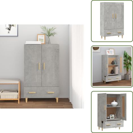 Aparador gris hormigón - vidaXL Aparador de madera contrachapada gris hormigón 70x31x115 cm - Aparador de almacenamiento