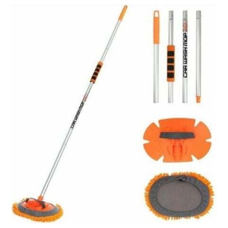 Balai brosse de lavage télescopique voiture multifonctions 157cm Brosse de Lavage Voiture à Long Manche avec Chenille Microfibre Balai Brosse Nettoyage Voiture avec Poignée Rotative pour Auto Camp (1/4)